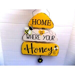 NEW Wood Bee Honey Comb Wall Art Home Home Is Were Your Honey Is